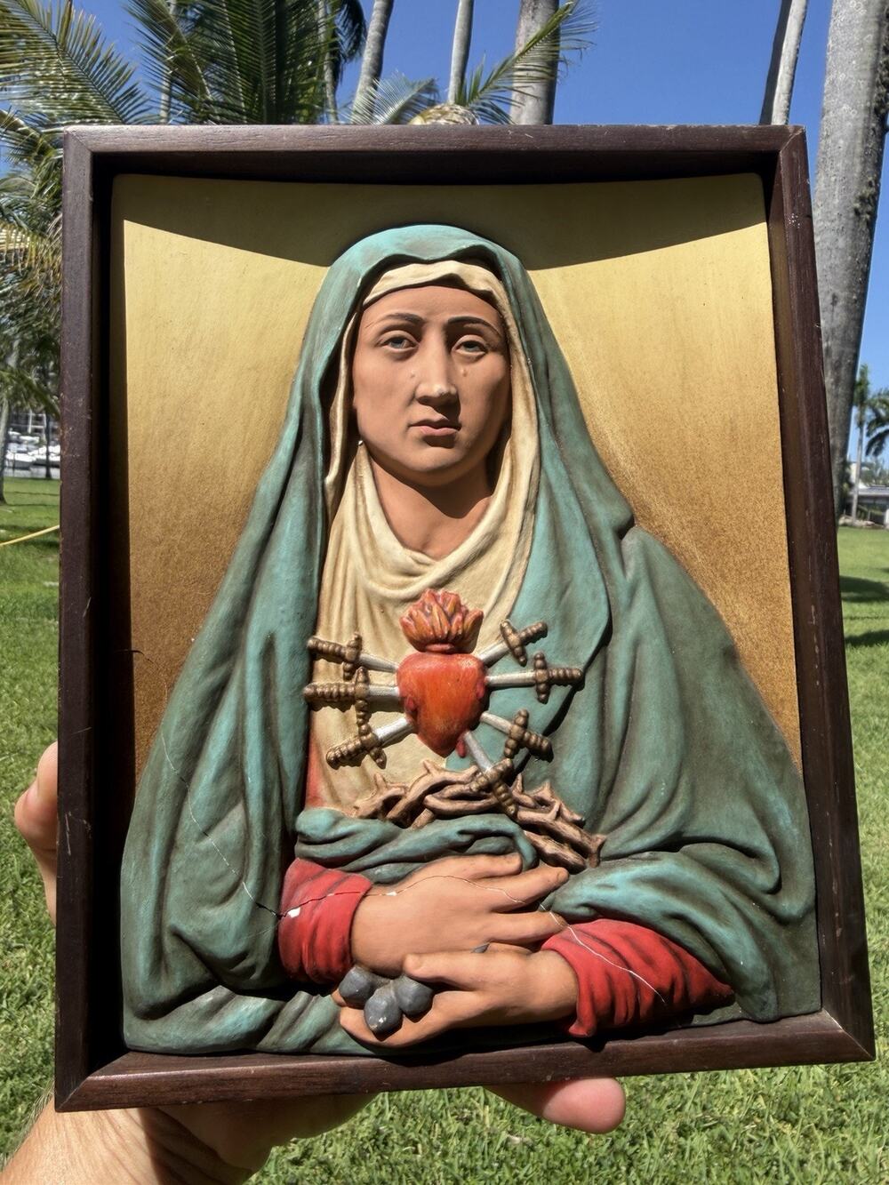 12" Hand-Painted Our Lady of Sorrows Virgin Mary Catholic Religious Wall Art